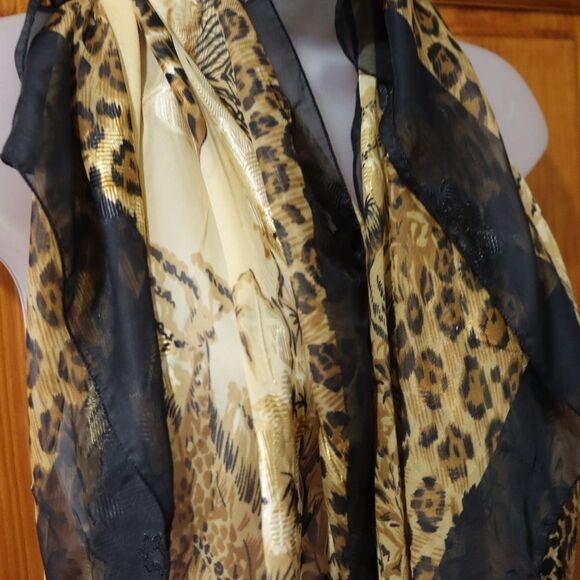 Boch Morac Tiger Sheer Animal Print Carol Baskin Tiger King Old Money Scarf - Picture 9 of 12